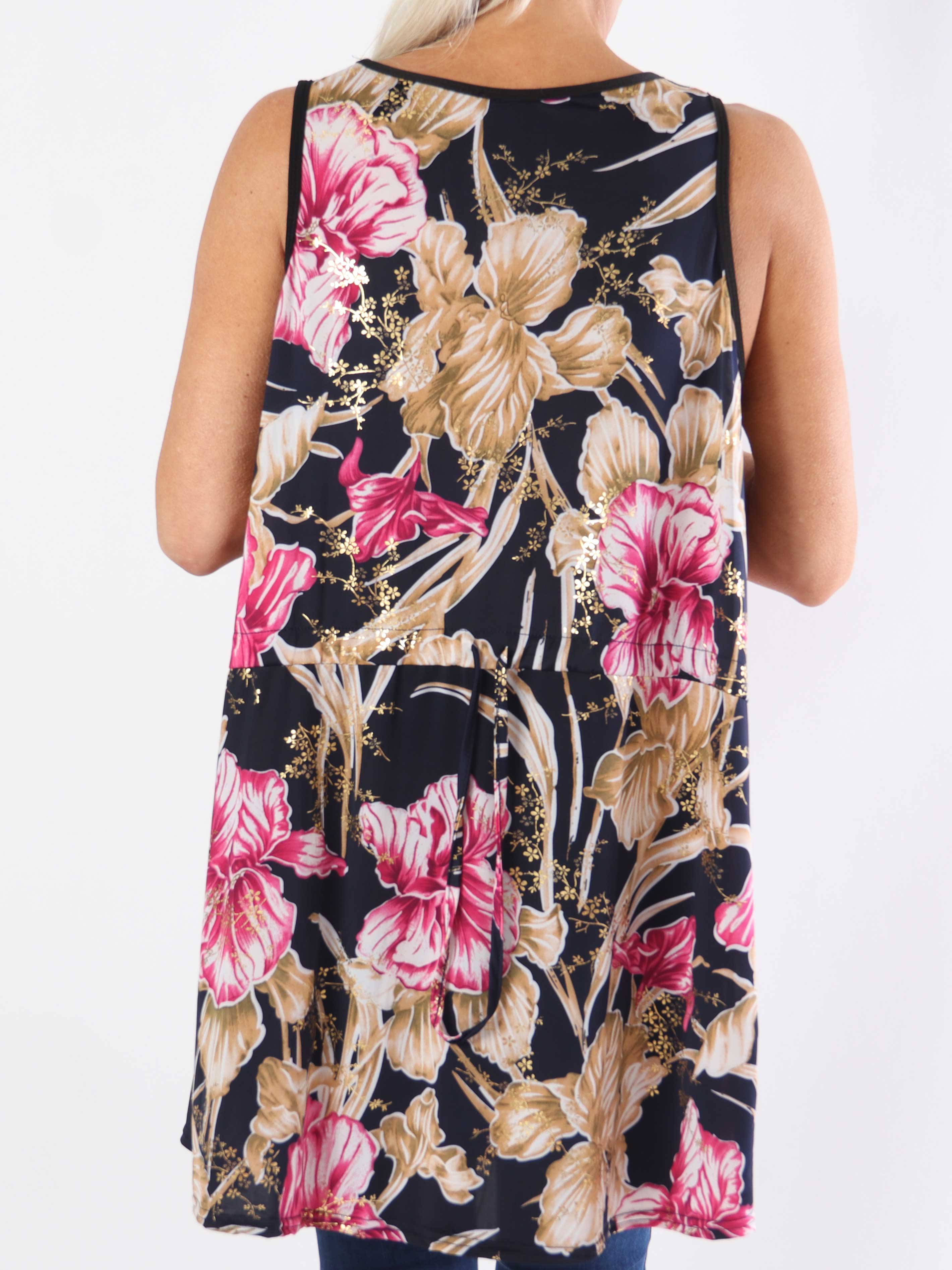 Palma Spring - Lang mønstret plus size tunika i elastisk stof